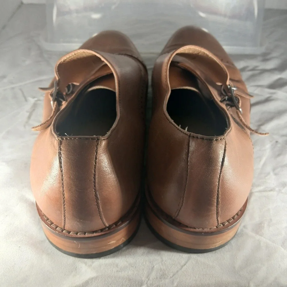 Express Men Leather‎ Double Monk Strap Cap Toe Dress Shoes Brown Size 9